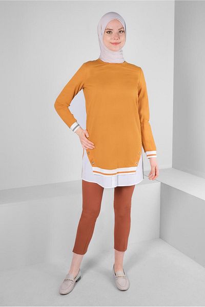 Alvina Tunic with Elastic Cuffs and Eyelet Detail 43618
