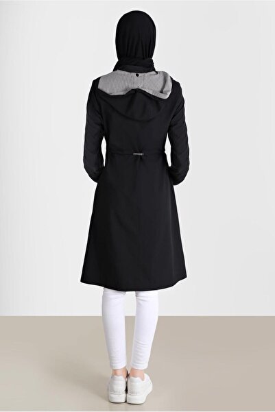 Alvina Beli Büzgülü Kapüşonlu Trençkot 10597