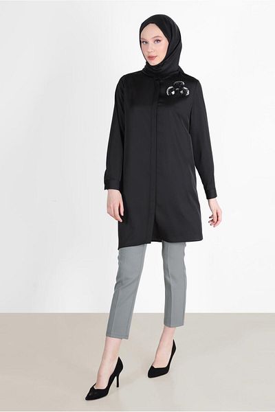 Alvina EMBROIDERY DETAIL ASYMMETRIC CUT TUNIC 42564