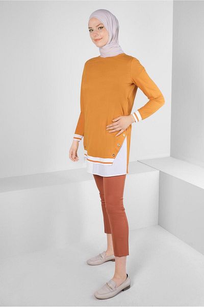 Alvina Tunic with Elastic Cuffs and Eyelet Detail 43618
