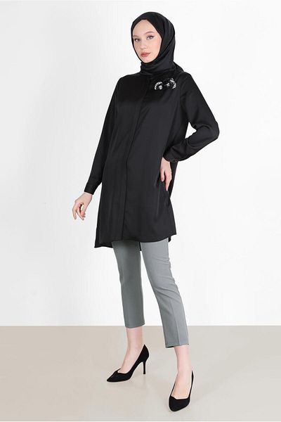 Alvina EMBROIDERY DETAIL ASYMMETRIC CUT TUNIC 42564