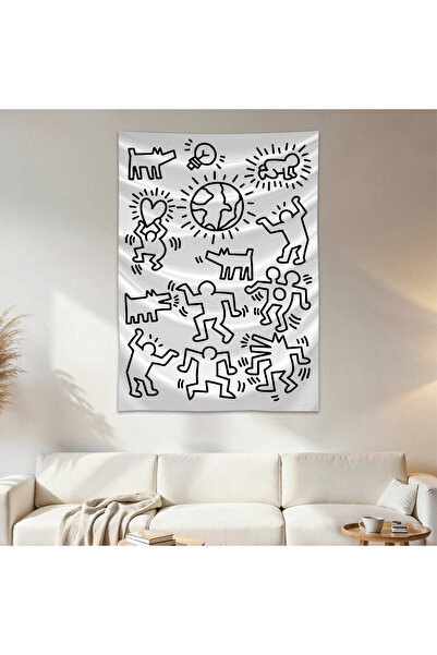 Geek Cultcha Keith Haring Wall Drape Wall Tapestry First Quality Satin Fabric...