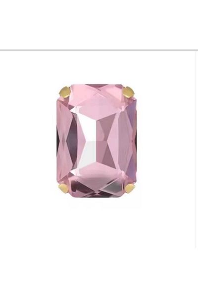 yiğit aksesuar 13X18 Rectangular Pink Case Mounted Glass Stone 13X18 10 Pieces