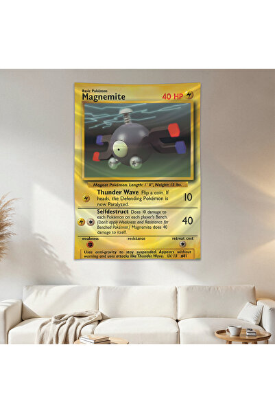 Geek Cultcha Magnemite Pokemon Card Wall Cloth Wall Tapestry First Quality Sa...