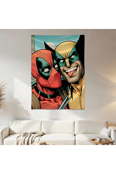 Geek Cultcha Deadpool Wolverine Wall Drape Wall Tapestry First Quality Satin ...