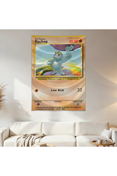 Geek Cultcha Machop Pokemon Card Wall Cloth Wall Tapestry First Quality Satin...
