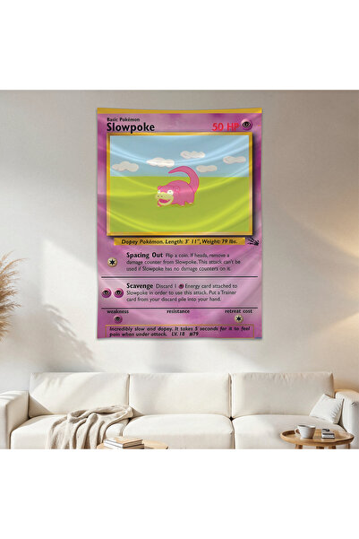 Geek Cultcha Slowpoke Pokemon Card Wall Drape Wall Tapestry First Quality Sat...