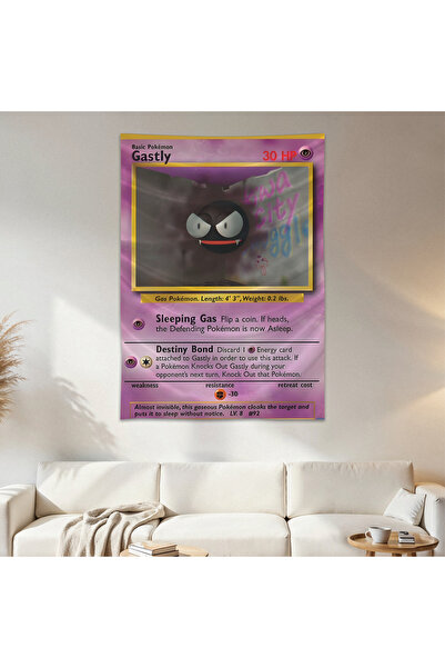 Geek Cultcha Gastly Pokemon Card Wall Drape Wall Tapestry First Quality Satin...