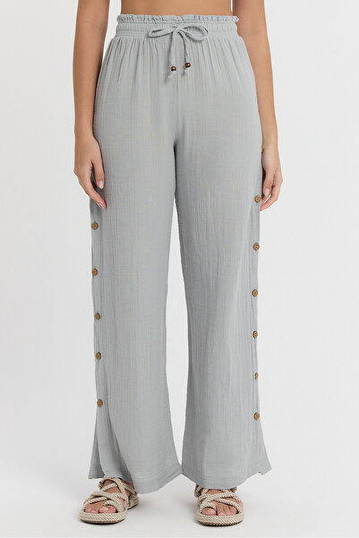 TCT TEKSTİL بنطال موسلين بأزرار جانبية - 2100