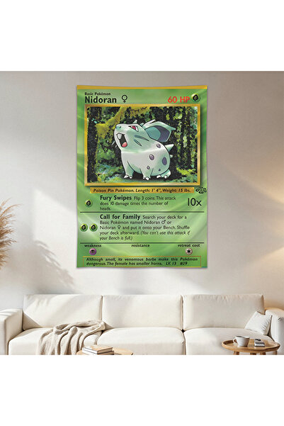 Geek Cultcha Nidoran Pokemon Card Wall Covering Wall Carpet First Quality Sat...