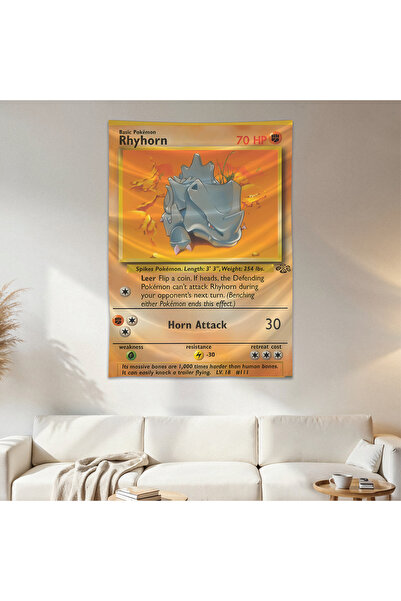 Geek Cultcha Rhyhorn Pokemon Card Wall Cloth Wall Tapestry First Quality Sati...
