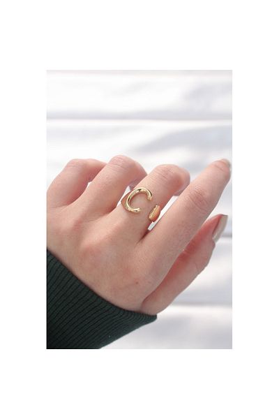 Skygo Gold Color Adjustable Ring with Letter C - Tj-Byk3150