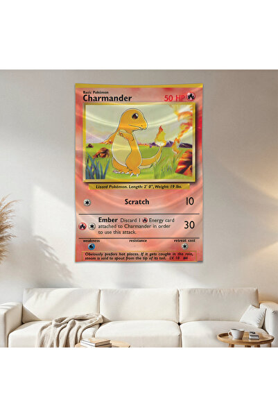 Geek Cultcha Charmander بوكيمون بطاقة قماش كوفيرينج جدارية سجادة جدارية ملصق ...