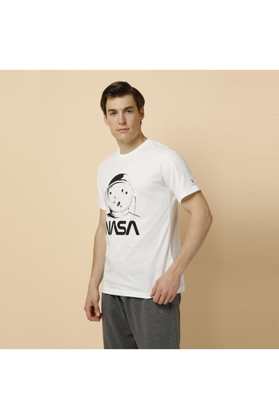 lumberjack Nasa Cosmonot Erkek Beyaz Tişört (101106099)