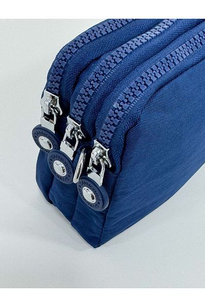 Çanta Trend Crinkle Fabric Hand and Cross Strap Card Holder, Pen Holder/Wallet Type Makeup Bag with Coin Compartment