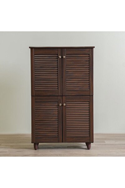 Danube Home Niva 4 Door Shoe Cabinet - Walnut L76.8xw33.6xh123.5cm