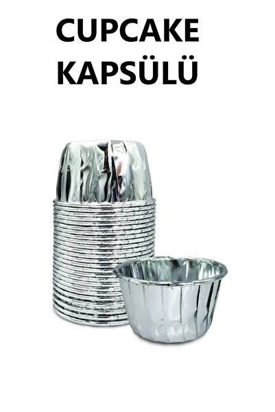 GÜZELYÜZ AVM 25 Adet Gümüş Kağıt Kek Kapsülü | Muffin Cupcake Kek Kapsülü | 2...