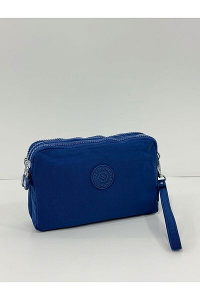 Çanta Trend Crinkle Fabric Hand and Cross Strap Card Holder, Pen Holder/Wallet Type Makeup Bag with Coin Compartment