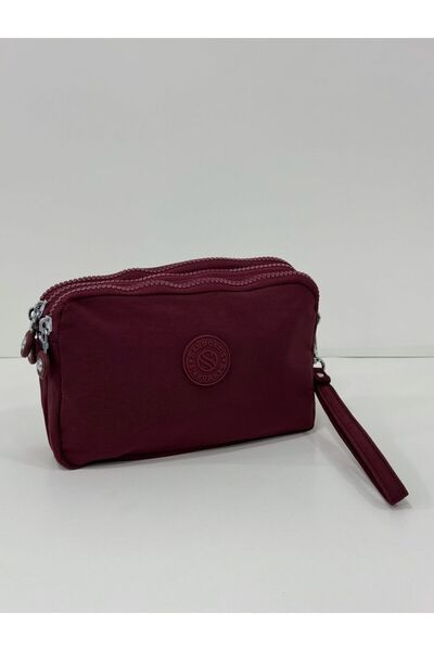Çanta Trend Crinkle Fabric Hand and Cross Strap Card Holder, Pen Holder/Wallet Type Makeup Bag with Coin Compartment