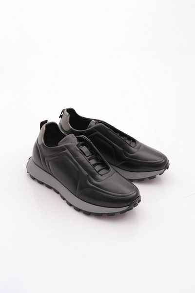 DGN Ανδρικά παπούτσια Sneaker Γνήσιο Δερμάτινο Μαύρο 36813396