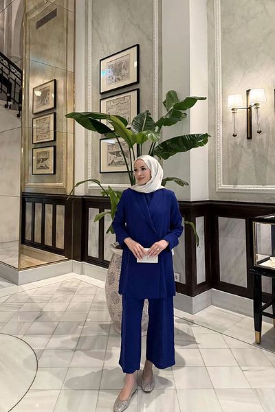 Melike Tatar Meli̇ke Tatar Jacket Jumpsuit 9357 Sax