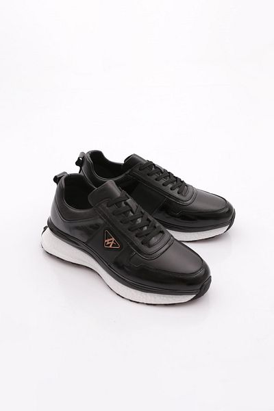DGN Ανδρικά παπούτσια Sneaker Γνήσιο δέρμα Μαύρο Λευκό 8322310106