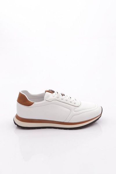 DGN Men's Sneakers Shoes Genuine Leather White Tan Nubuck 91131081