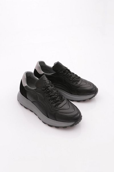 DGN Ανδρικά παπούτσια Sneaker Γνήσιο Δερμάτινο Μαύρο 8210310106