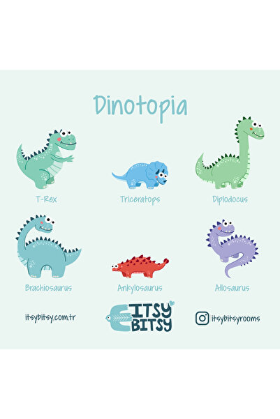 itsybitsy Dinosaur Patterned Children's and Baby's Room Table Lighting Headboard - Dinotopia Series