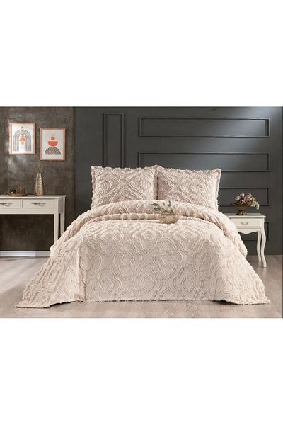 NİVEMESHOME Hercai̇ Beige 3 Piece Bed Cover Set