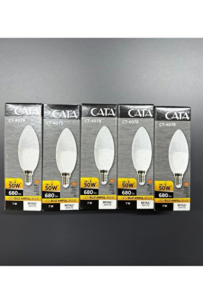 Cata CT4079-(5 ADET) İNCE DUY LED LAMBA-BEYAZ IŞIK 680Lm E14