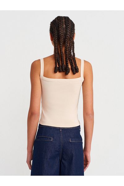 Dilvin 21049 Square Neck Strap Top-Stone