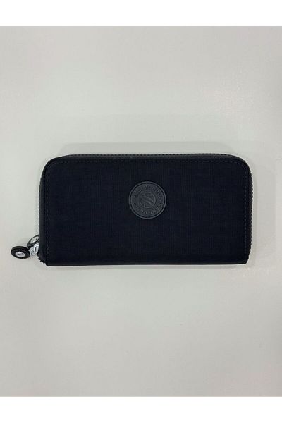 Sanmorris Women's Crinkle Model Black Wallet with 2 Compartments, Metal Zipper, Card Holder and Coin Compartment