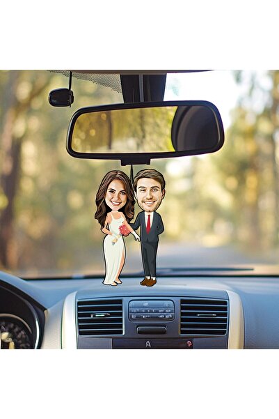 EJOYA Kişiye Özel Fotoğraflı Sen ve Ben Karikatür Araba Dikiz Ayna Süsü 114953
