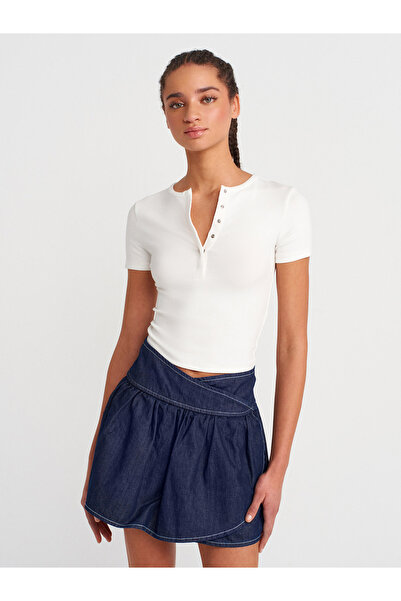Dilvin 80577 Anvelop Mini Denim Etek-Lacivert