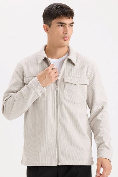 DeFacto Regular Fit Polo Neck Corduroy Shirt D3380Ax24Au