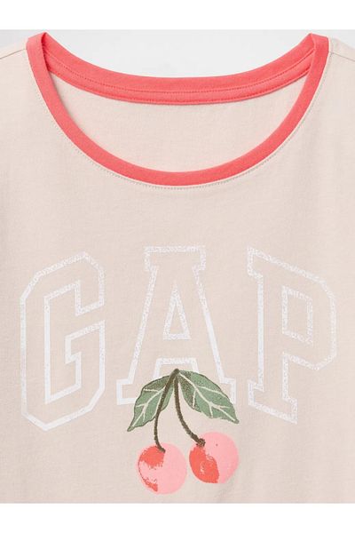 GAP Μπλουζάκι με λογότυπο Gap για κορίτσια σε μπεζ χρώμα
