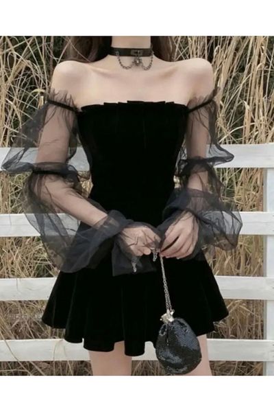 Köstebek Φόρεμα Lolita Harajuku βικτοριανό μανίκι από τούλι