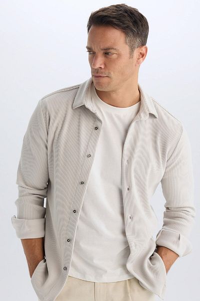 DeFacto Modern Fit Polo Neck Long Sleeve Shirt D3692Ax24Au