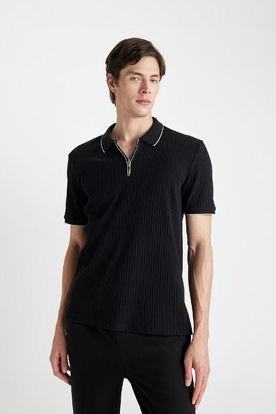 DeFacto Μπλουζάκι πόλο με κοντό μανίκι Slim Fit - D3948AX24SM με φερμουάρ