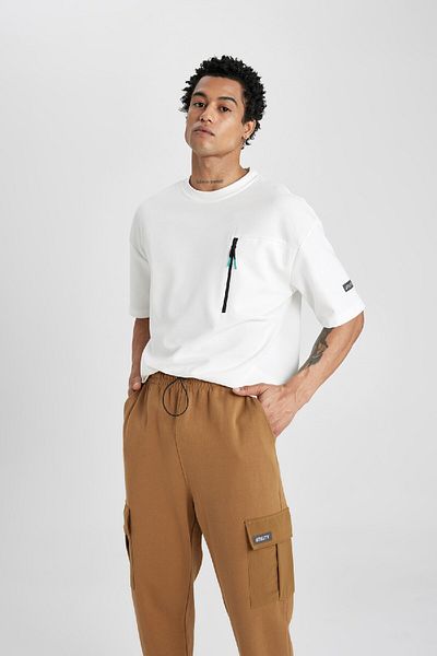DeFacto Fit Oversize Fit Crew Neck Printed Short Sleeve T-Shirt B4512ax24sp