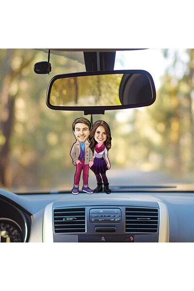 EJOYA Kişiye Özel Fotoğraflı Sen ve Ben Karikatür Araba Dikiz Ayna Süsü 114954