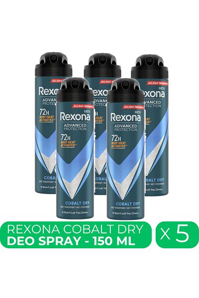 Rexona Men Cobalt Dry, deodorant spray for men, 5 pcs x 150 ml
