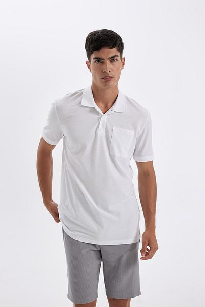 DeFacto Neues kurzärmliges Piqué-Polo-T-Shirt mit normaler Passform D4610AX24SM