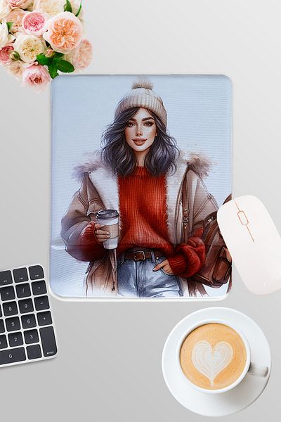 qoeuyl boutique Four Seasons Themed No:2 Coffee Printed Gamer Gaming Rectangular Mousepad with Wrist Support