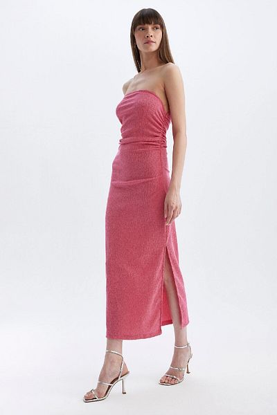 DeFacto Bodycon Strapless Wrap Midi Evening Dress D3510Ax24Hs