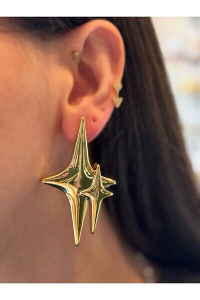MioArt Big Double Star Special Design Luxury Earrings
