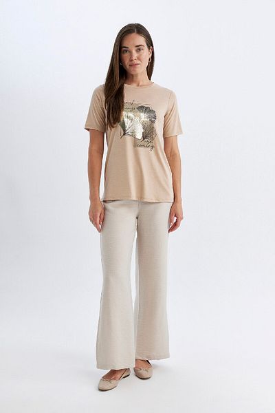 DeFacto Crew Neck Printed Regular Fit T-Shirt - D4657AX24HS