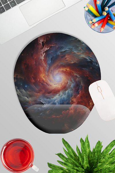 qoeuyl boutique Galaxy Space Themed Gamer Gaming Oval Wrist Support Mousepad