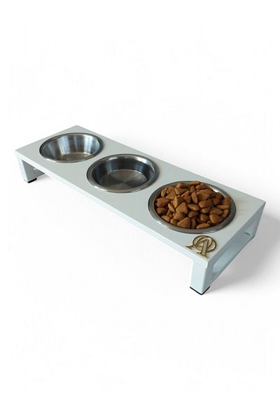 Okay Elevated Cat Bowls with 3Stainless Steel Bowl for Small Cats and Puppies 10 °   Inclined